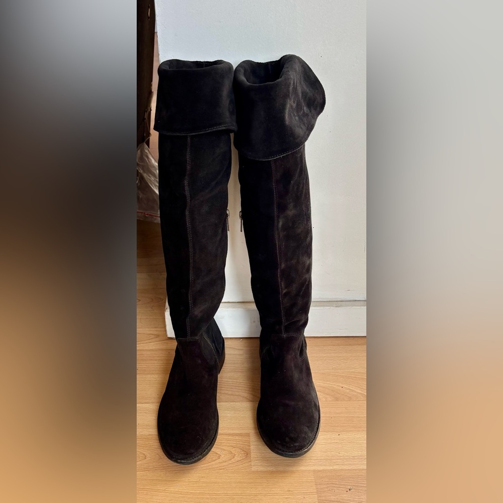 Woman Frye Shirley Suede over the Knee Folded  Boots Sz 9